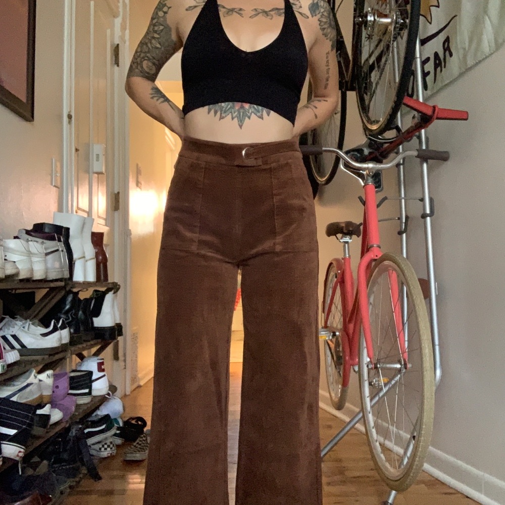 Wide leg corduroy brown pants